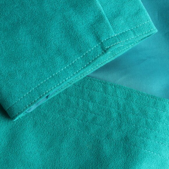 Horchow Suit Jacket and Skirt 2pc Set Teal Blue Ultrasuede Vintage 80s - Picture 5 of 7